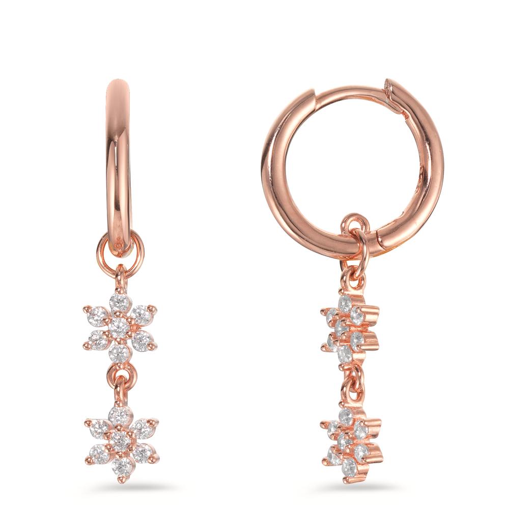 Créoles à charnières Argent Zircone rosé Plaqué or Fleur-599682