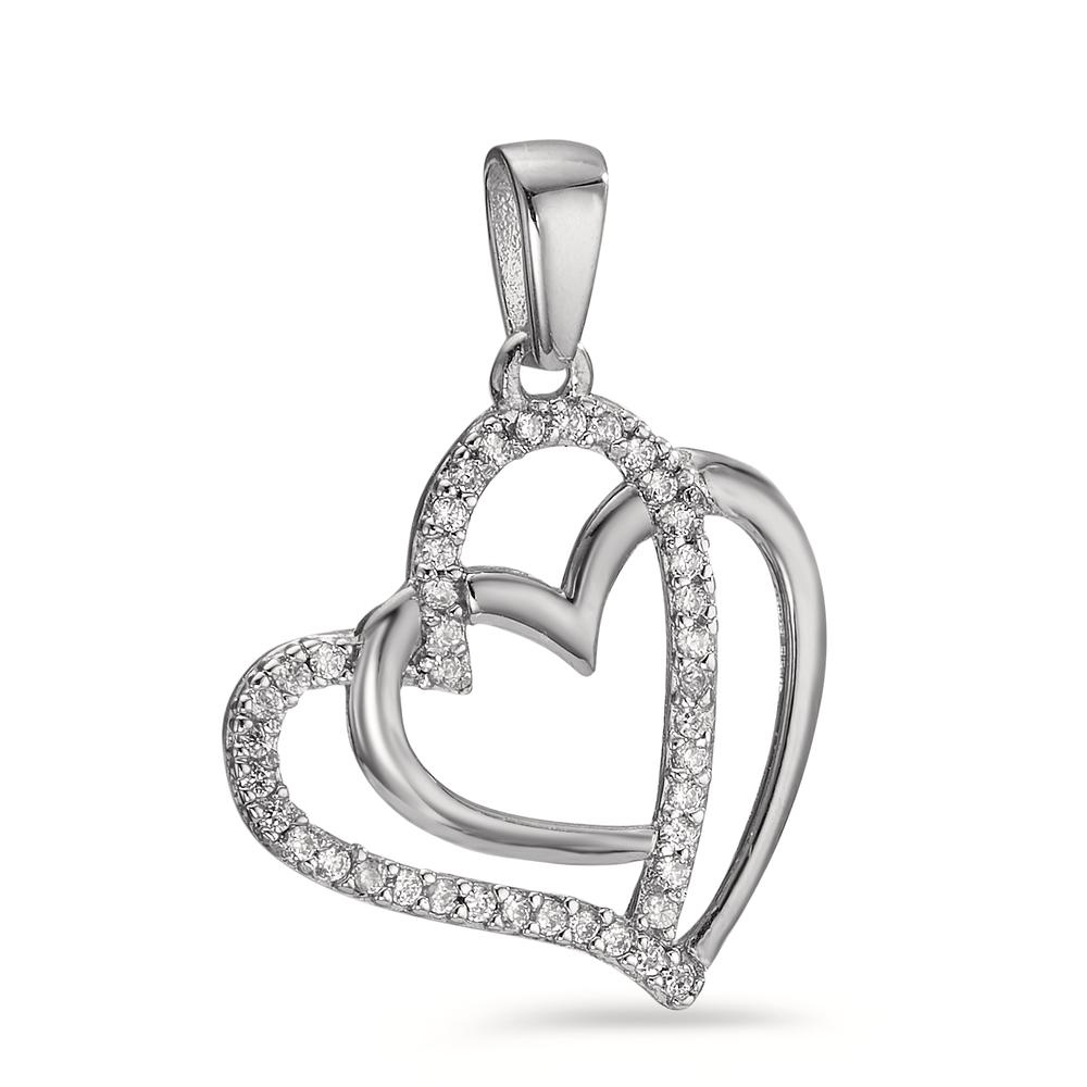 Pendentif Argent Zircone argent Rhodié Coeur-599700