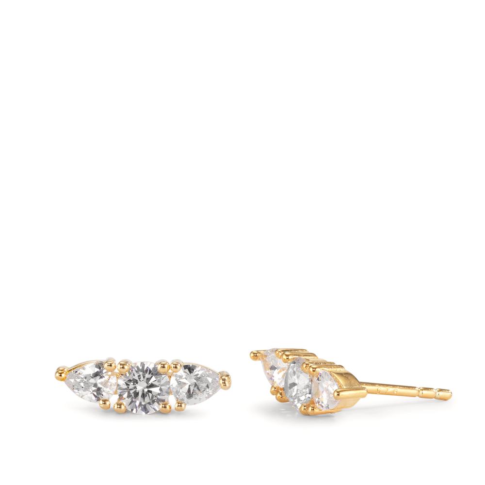 Clous d'oreilles Argent Zircone 6 Pierres jaune Plaqué or-599707
