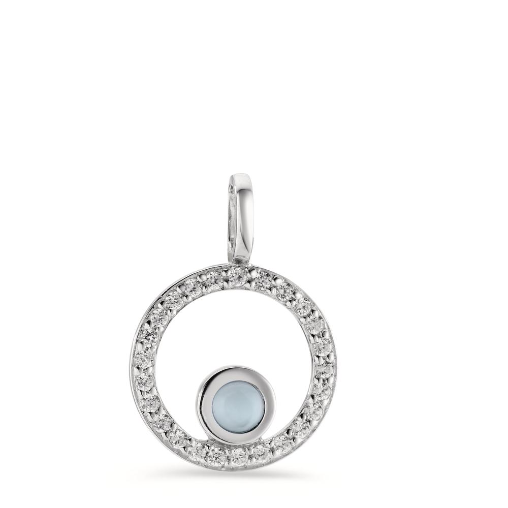 Pendentif Argent Zircone Rhodié nacre Ø14 mm-599769