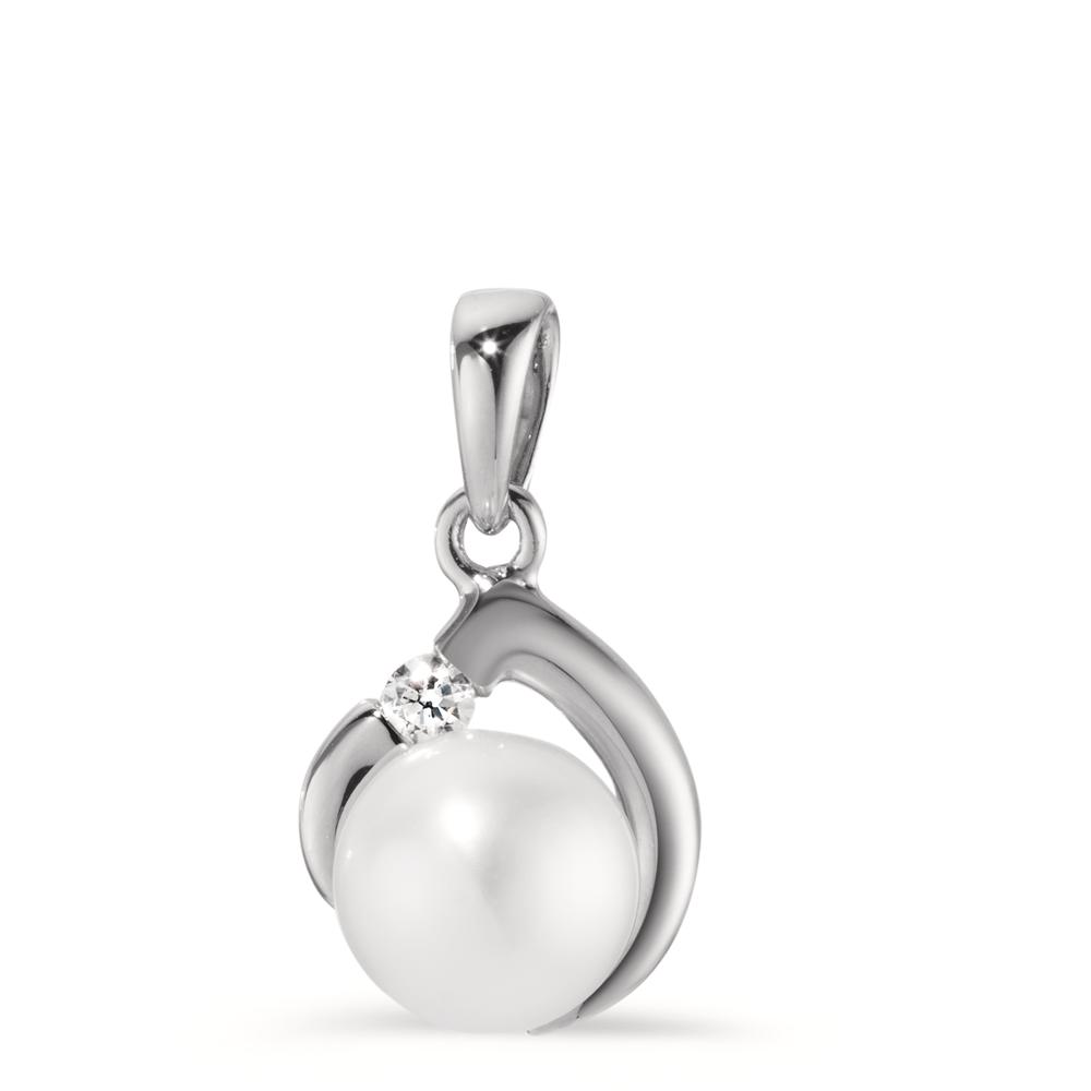 Pendentif Argent Zircone Rhodié perle d'eau douce-599771