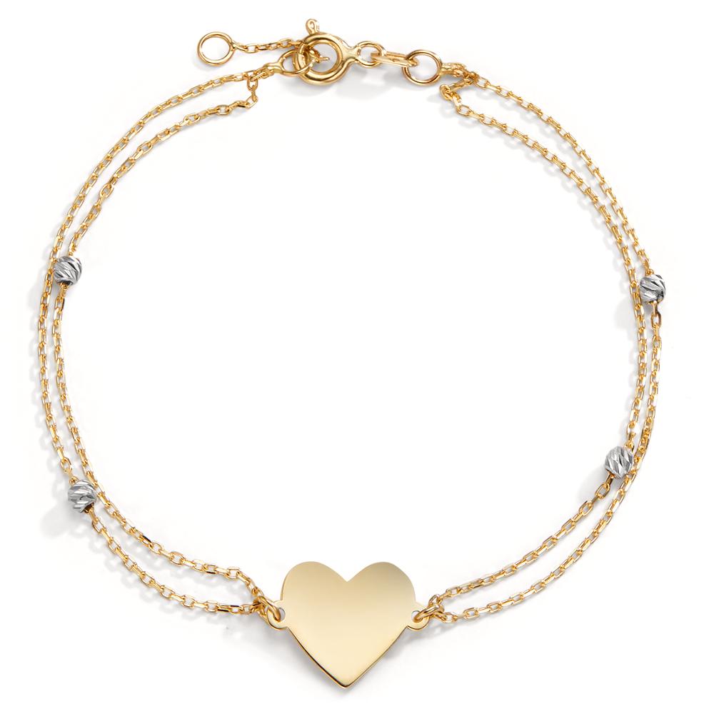 Bracelet Or jaune 14K, Or blanc 14K Coeur 16.5-18.5 cm Ø11 mm-599836