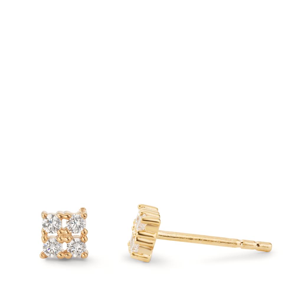 Clous d'oreilles Bronze Zircone 8 Pierres plaqués or 3 microns Ø4.5 mm-599902