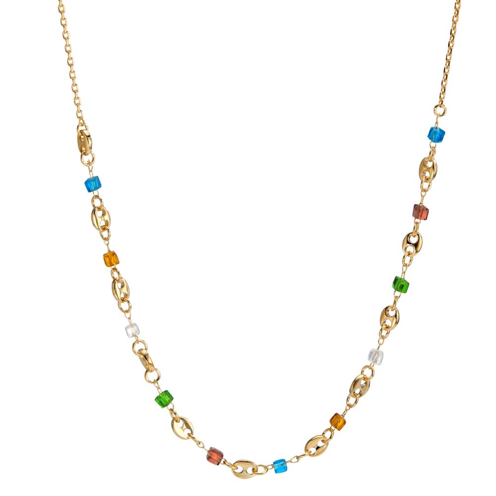 Collier Bronze Cristal coloré, 11 Pierres Plaqué or 39-43 cm-599908