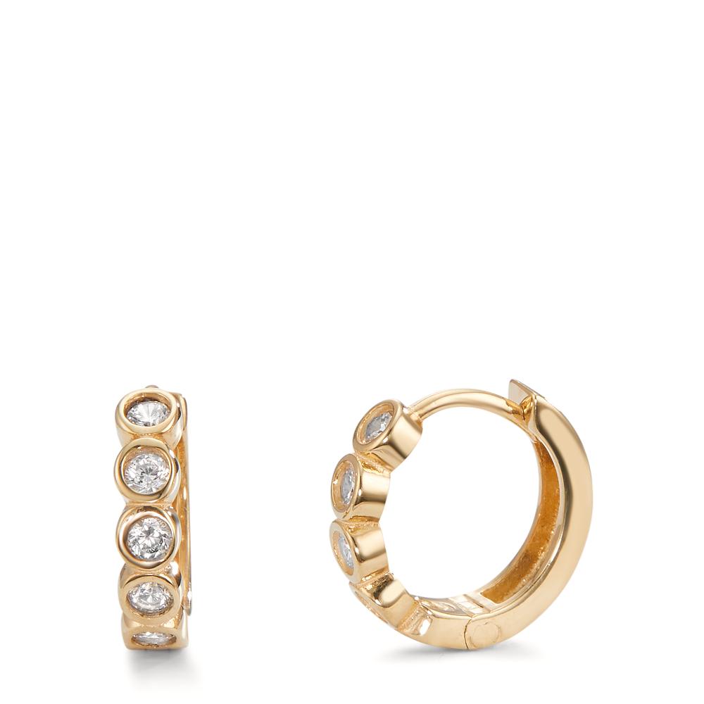 Créoles à charnières Argent Zircone 10 Pierres jaune Plaqué or-599958