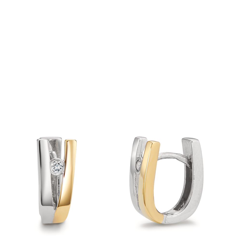 Créoles à charnières Argent Zircone 2 Pierres jaune Bicolore-599964
