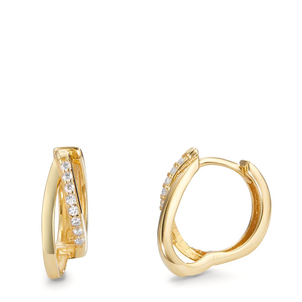 Créoles à charnières Argent Zircone 16 Pierres jaune Plaqué or-599965