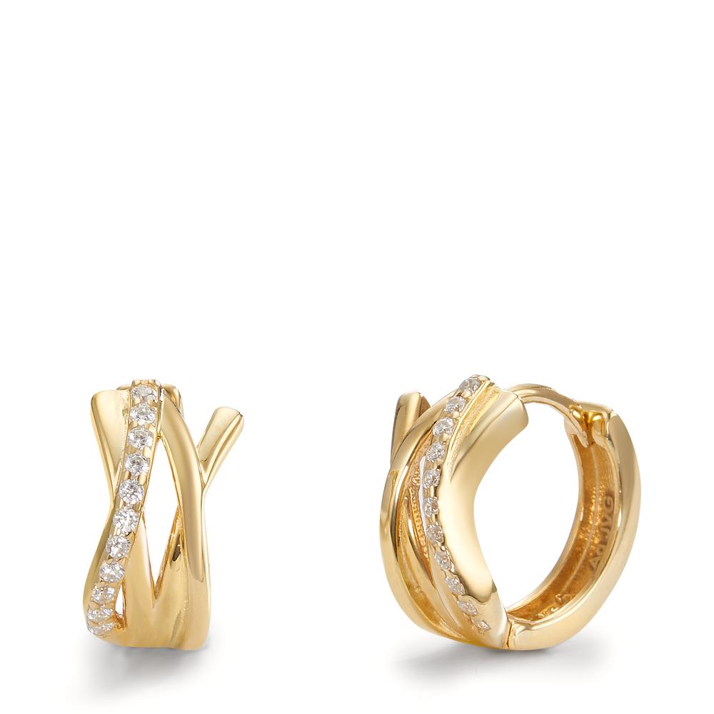 Créoles à charnières Argent Zircone 22 Pierres jaune Plaqué or-599966