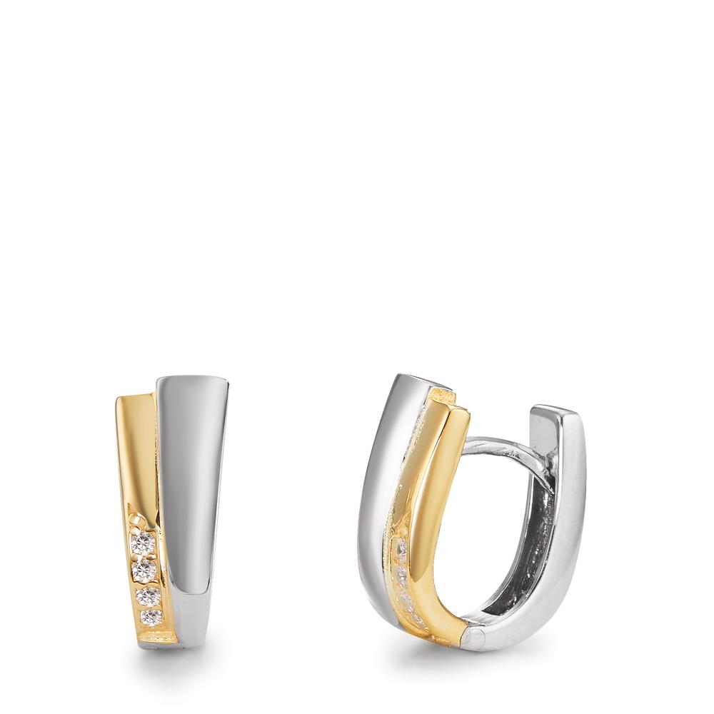 Créoles à charnières Argent Zircone 8 Pierres jaune Bicolore-599973