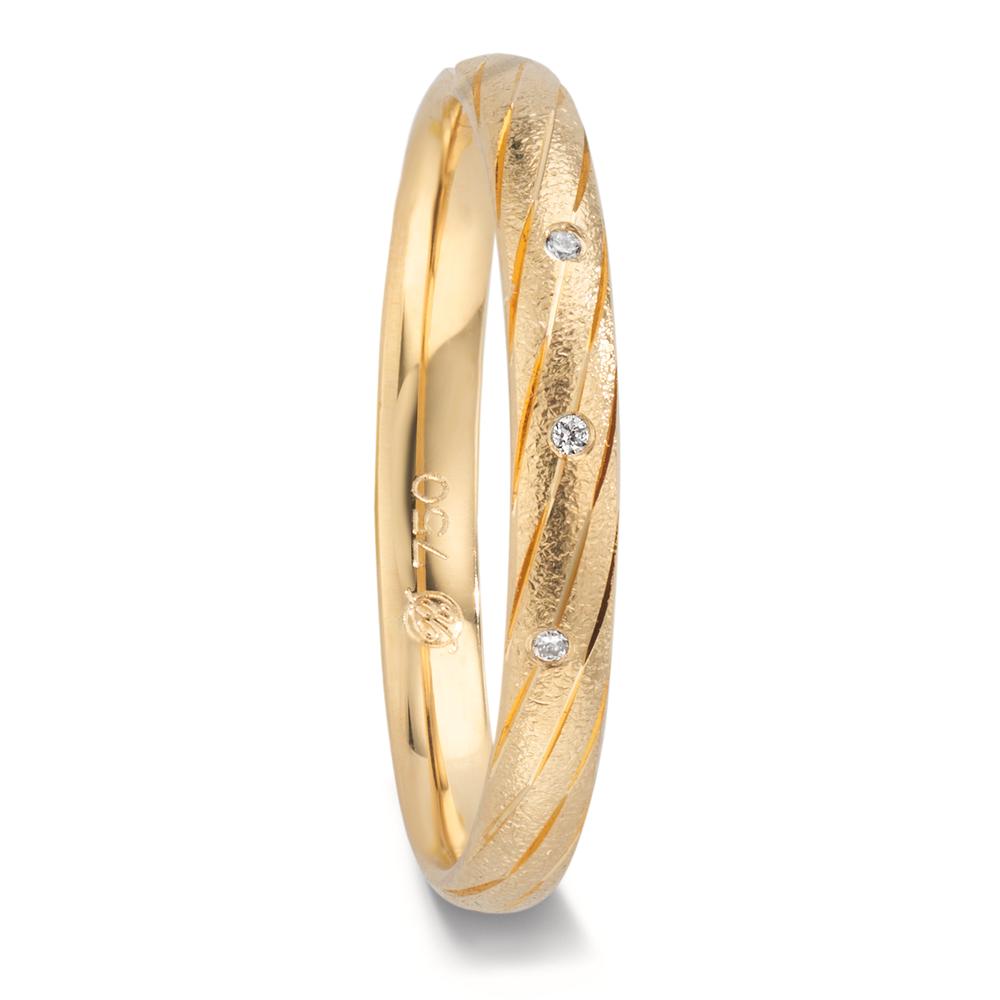 Alliance Or jaune 18K Diamant 0.015 ct, 3 Pierres, w-vsi-599980