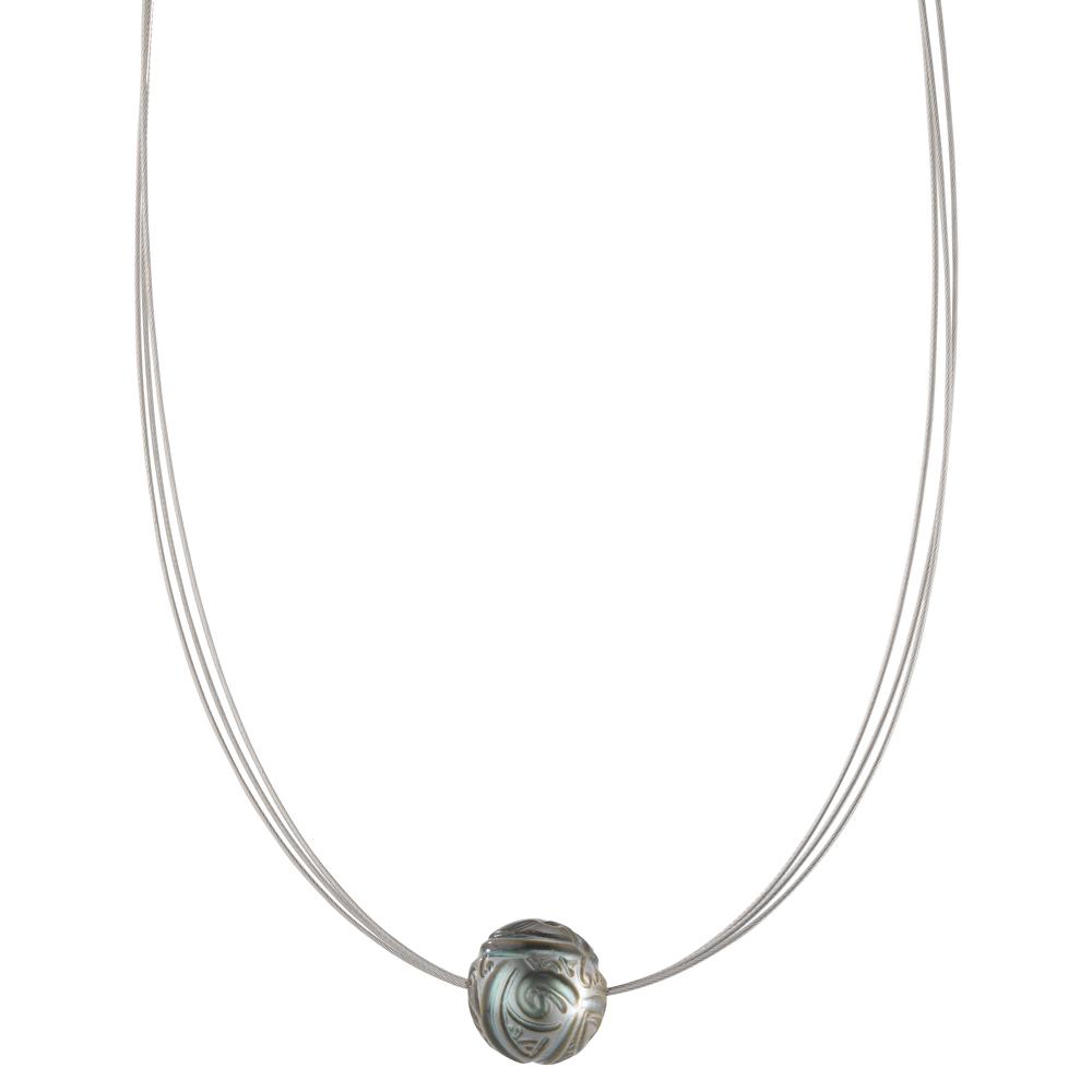 Collier Acier inoxydable perle de Tahiti 10-12 mm 42 cm-600266