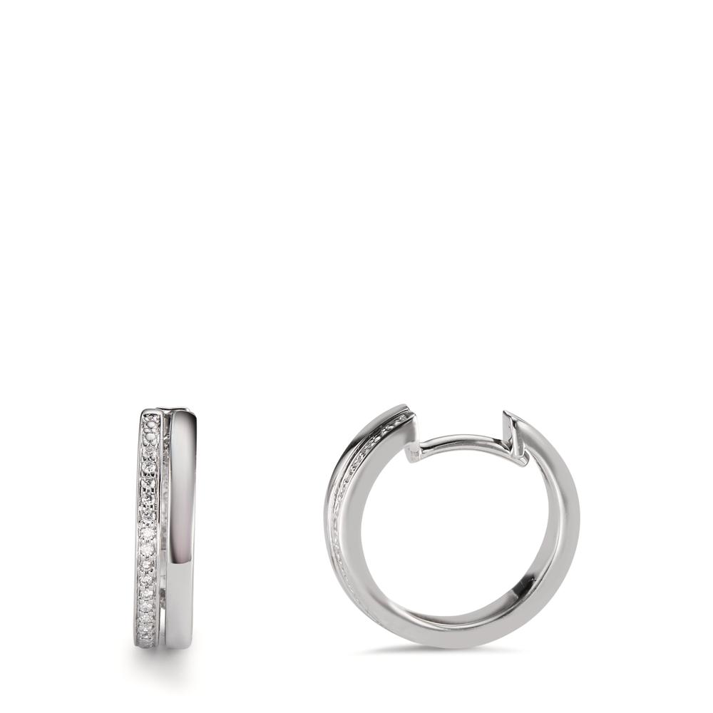 Créoles à charnières Or blanc 18K Diamant 0.09 ct, 28 Pierres, w-si-600301