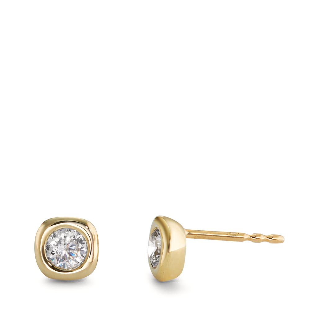 Clous d'oreilles Or jaune 9K Zircone 2 Pierres Ø6 mm-600316