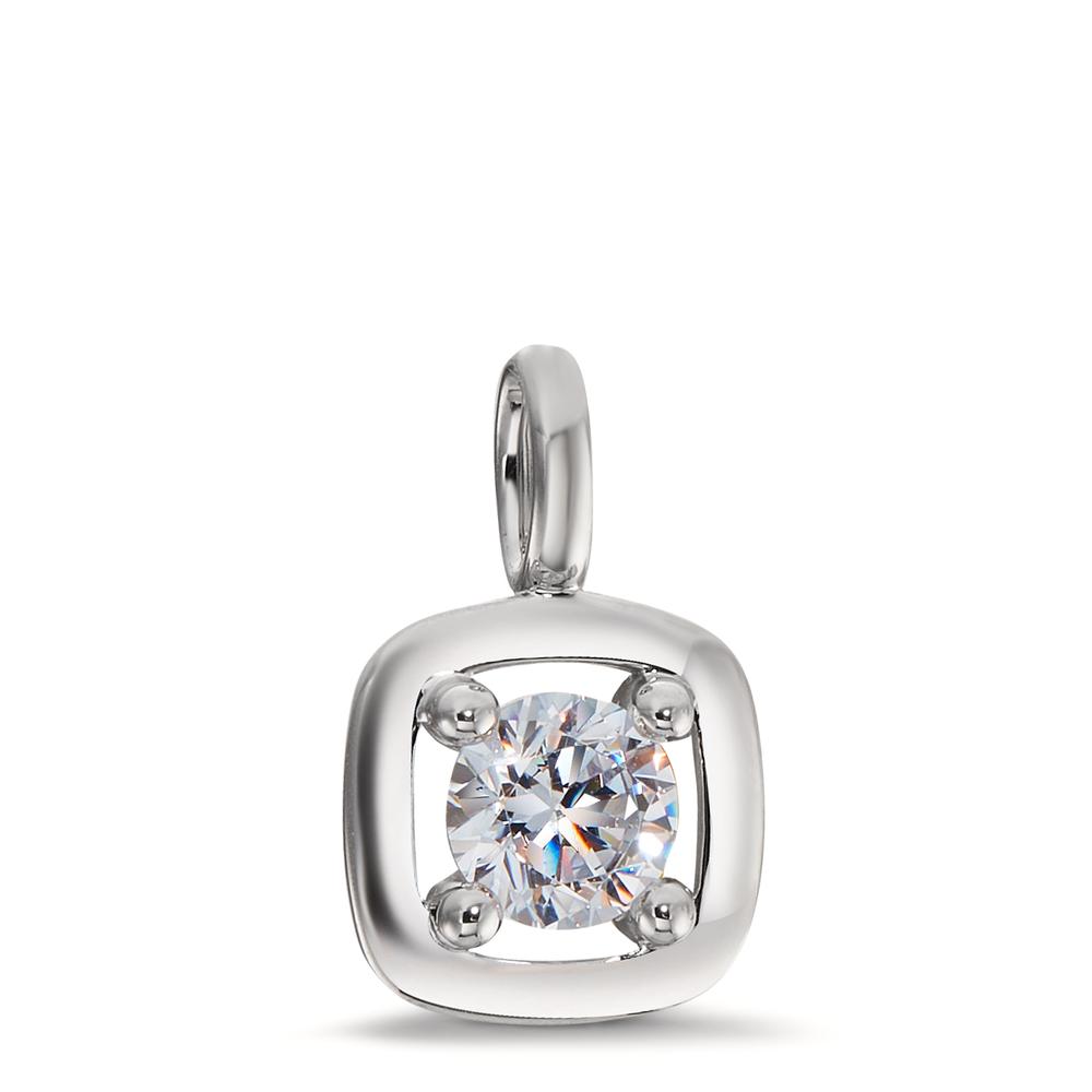Pendentif Or blanc 9K Zircone Ø9 mm-600317