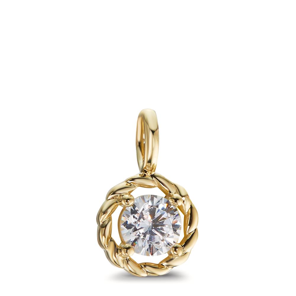Pendentif Or jaune 9K Zircone Ø7.5 mm-600319