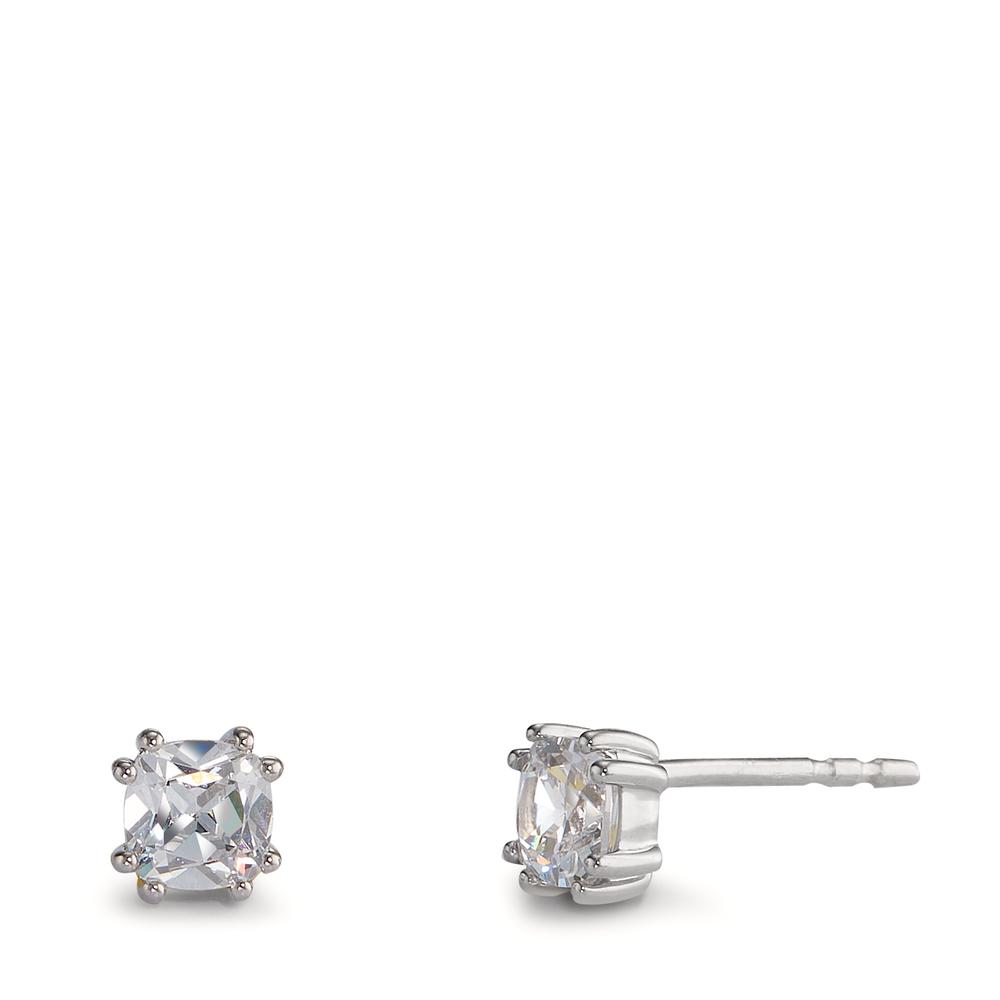 Clous d'oreilles Or blanc 9K Zircone 2 Pierres Ø4.5 mm-600321