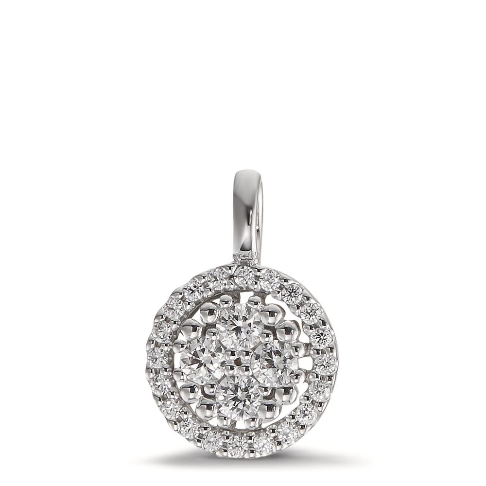 Pendentif Or blanc 9K Zircone 24 Pierres Ø9 mm-600325