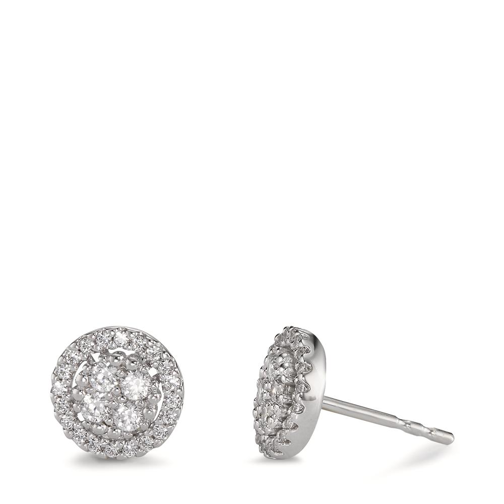 Clous d'oreilles Or blanc 9K Zircone 48 Pierres Ø7.5 mm-600326