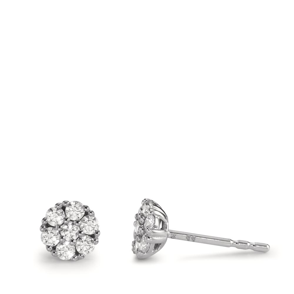Clous d'oreilles Or blanc 9K Zircone 14 Pierres Ø5.5 mm-600333