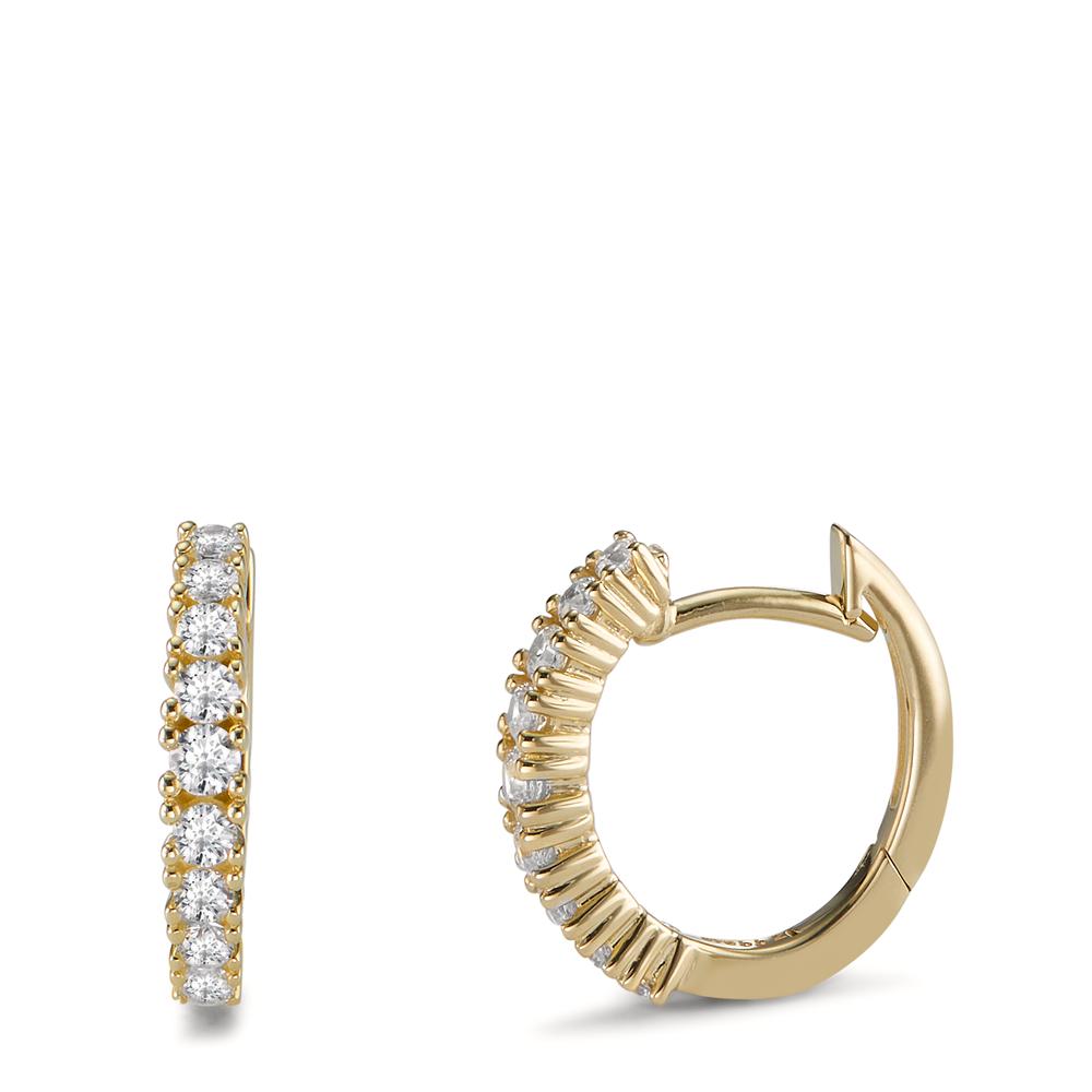 Créoles à charnières Or jaune 9K Zircone 18 Pierres-600336