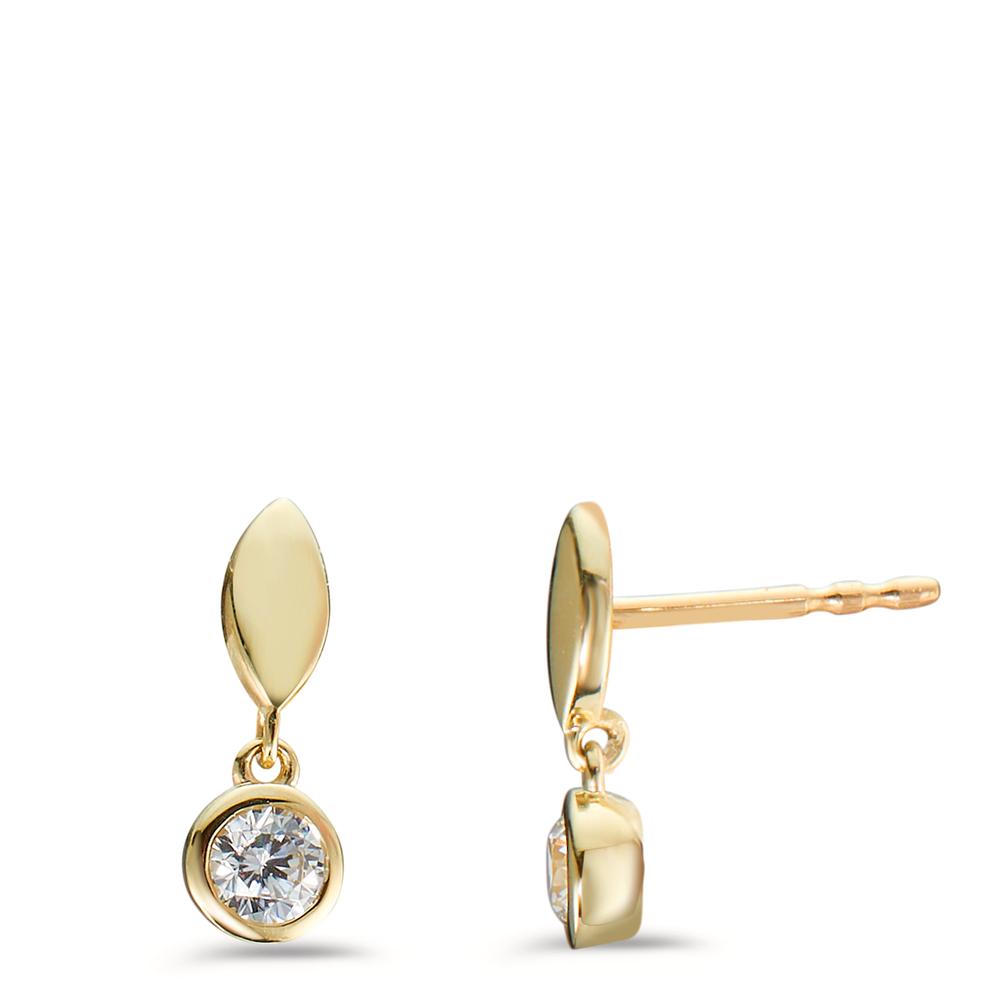 Pendant d'oreilles Or jaune 9K Zircone 2 Pierres Ø4.5 mm-600344