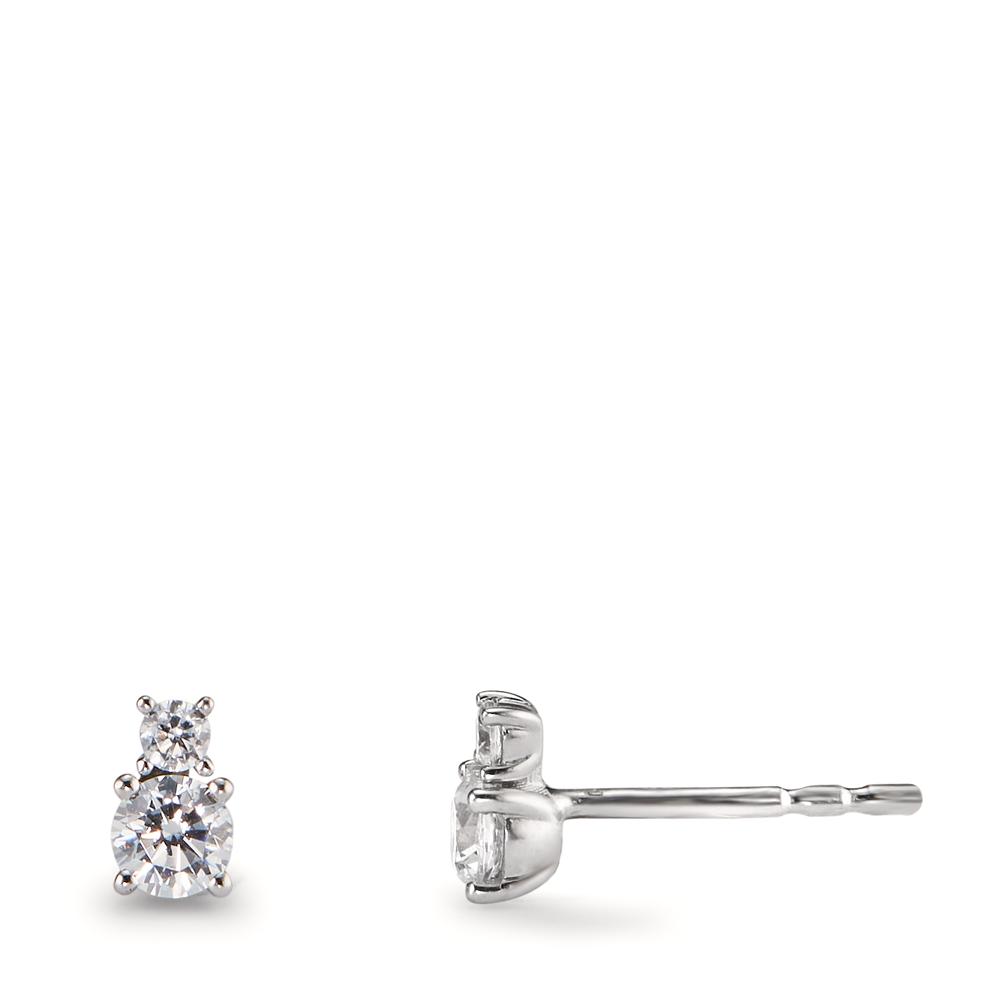 Clous d'oreilles Or blanc 9K Zircone 4 Pierres-600346
