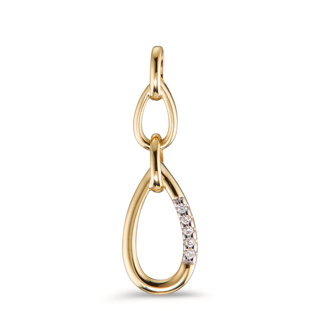 Pendentif Or jaune 9K Diamant 0.025 ct, 5 Pierres, w-si Bicolore-600359