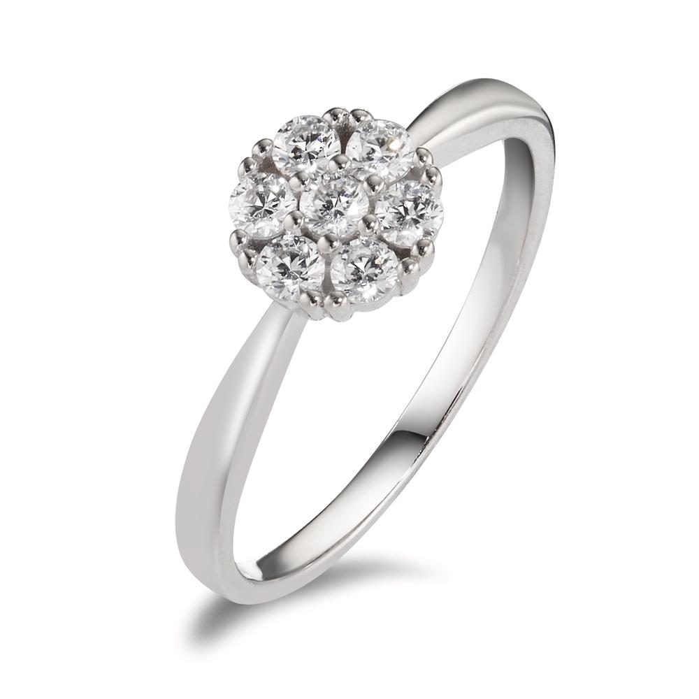 Bague Or blanc 9K Zircone 7 Pierres Ø6.5 mm-600373