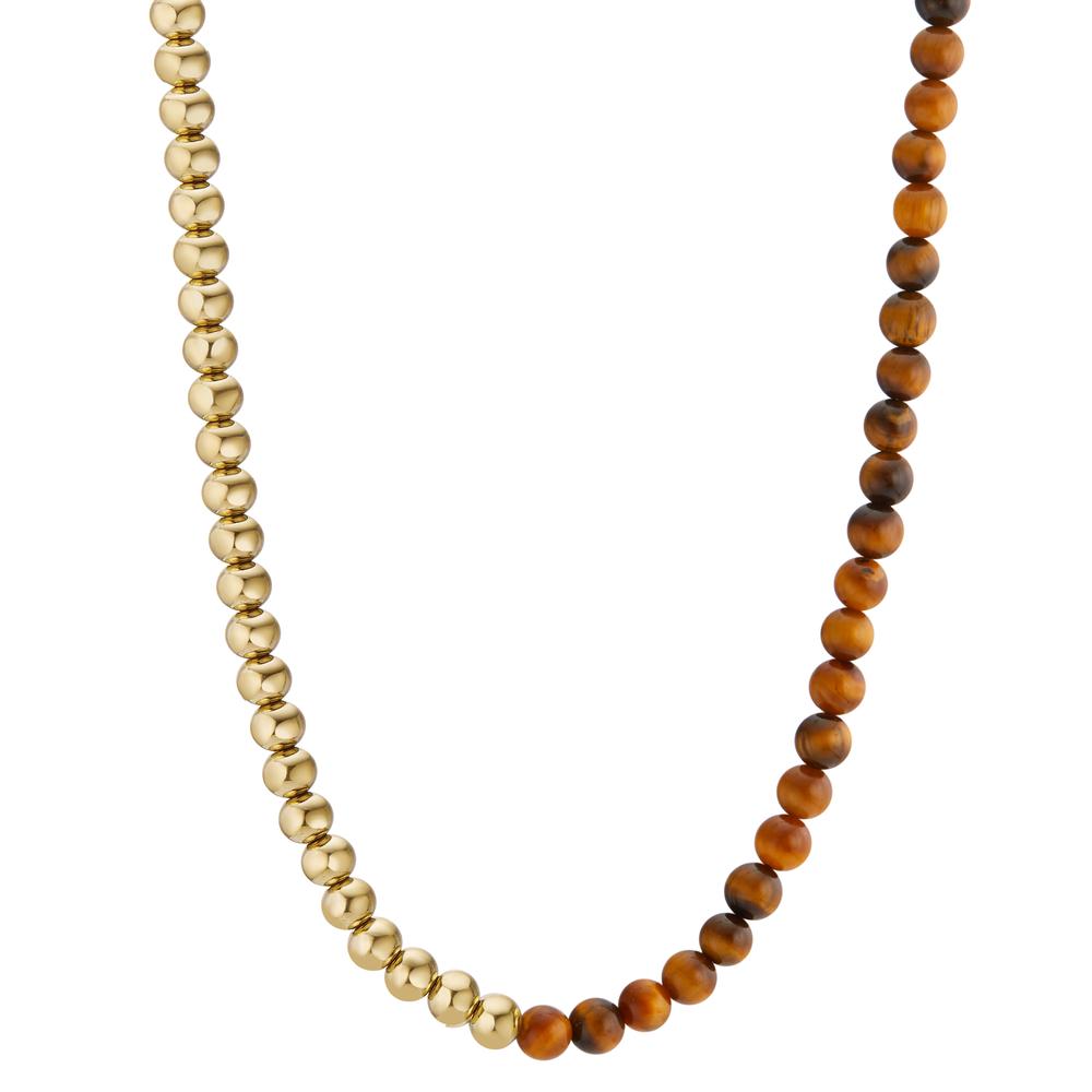 Collier Acier inoxydable L’œil de tigre jaune PVD 42-45 cm Ø4 mm-600464