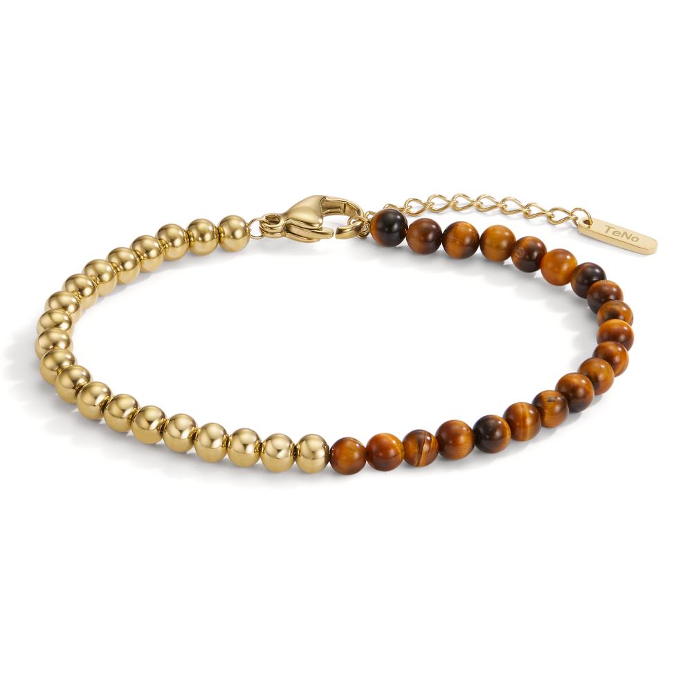 Bracelet Acier inoxydable L’œil de tigre jaune PVD 17.5-19.5 cm Ø4 mm-600465