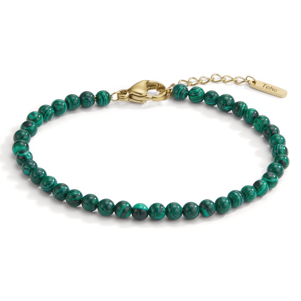 Bracelet Acier inoxydable Malachit vert jaune PVD 17.5-19.5 cm Ø4 mm-600475