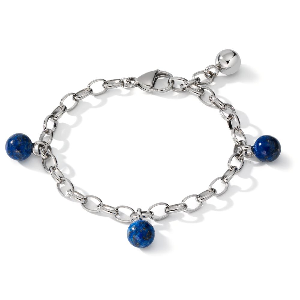 Bracelet Acier inoxydable Lapis-lazuli 3 Pierres 17.5-19.5 cm Ø4 mm-600486
