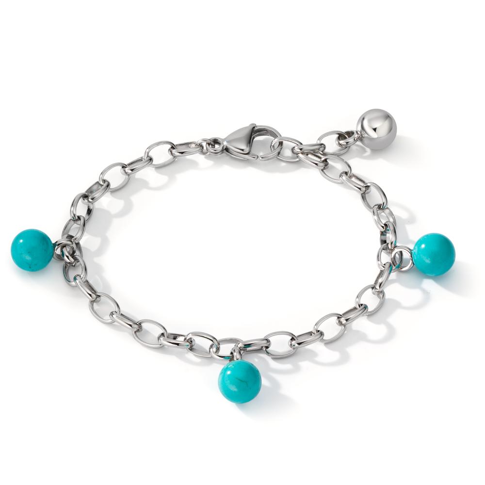Bracelet Acier inoxydable Turquoise 3 Pierres 17.5-19.5 cm Ø4 mm-600487