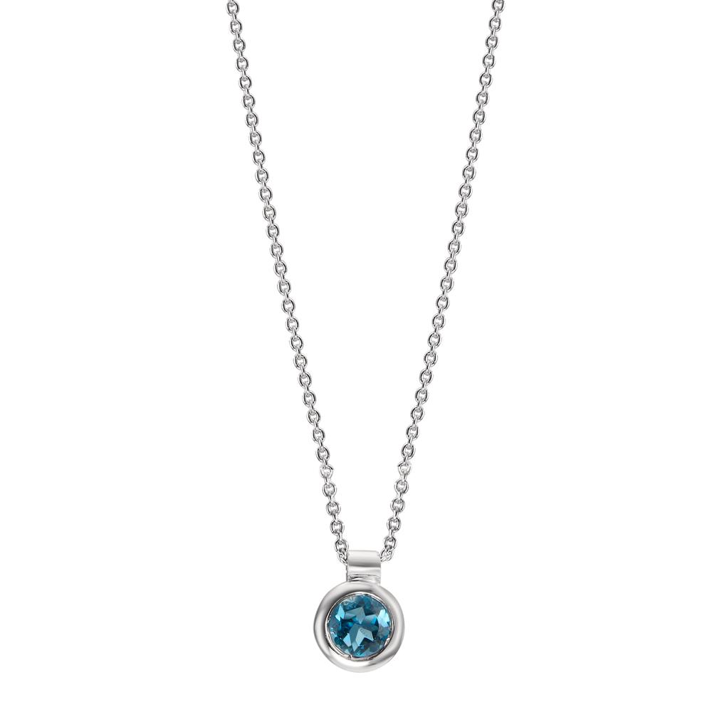 Collier Or blanc 18K Topaze London Blue 40-42 cm-600677