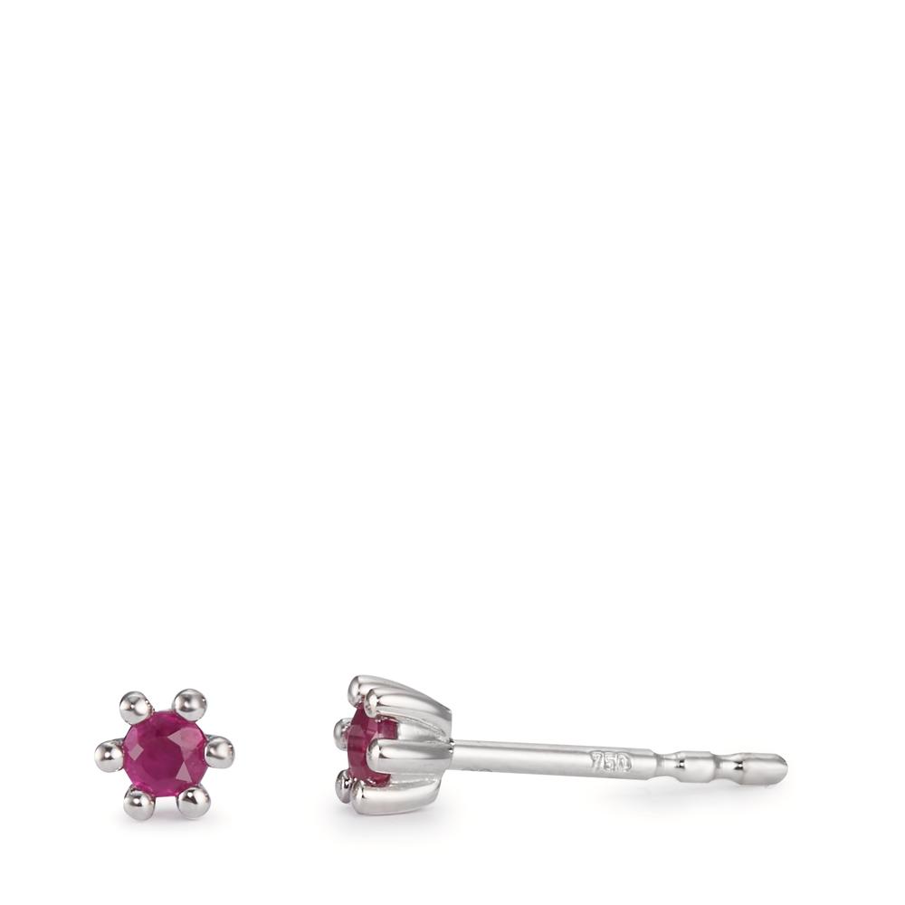 Clous d'oreilles Or blanc 18K Rubis 2 Pierres Ø3.5 mm-600731