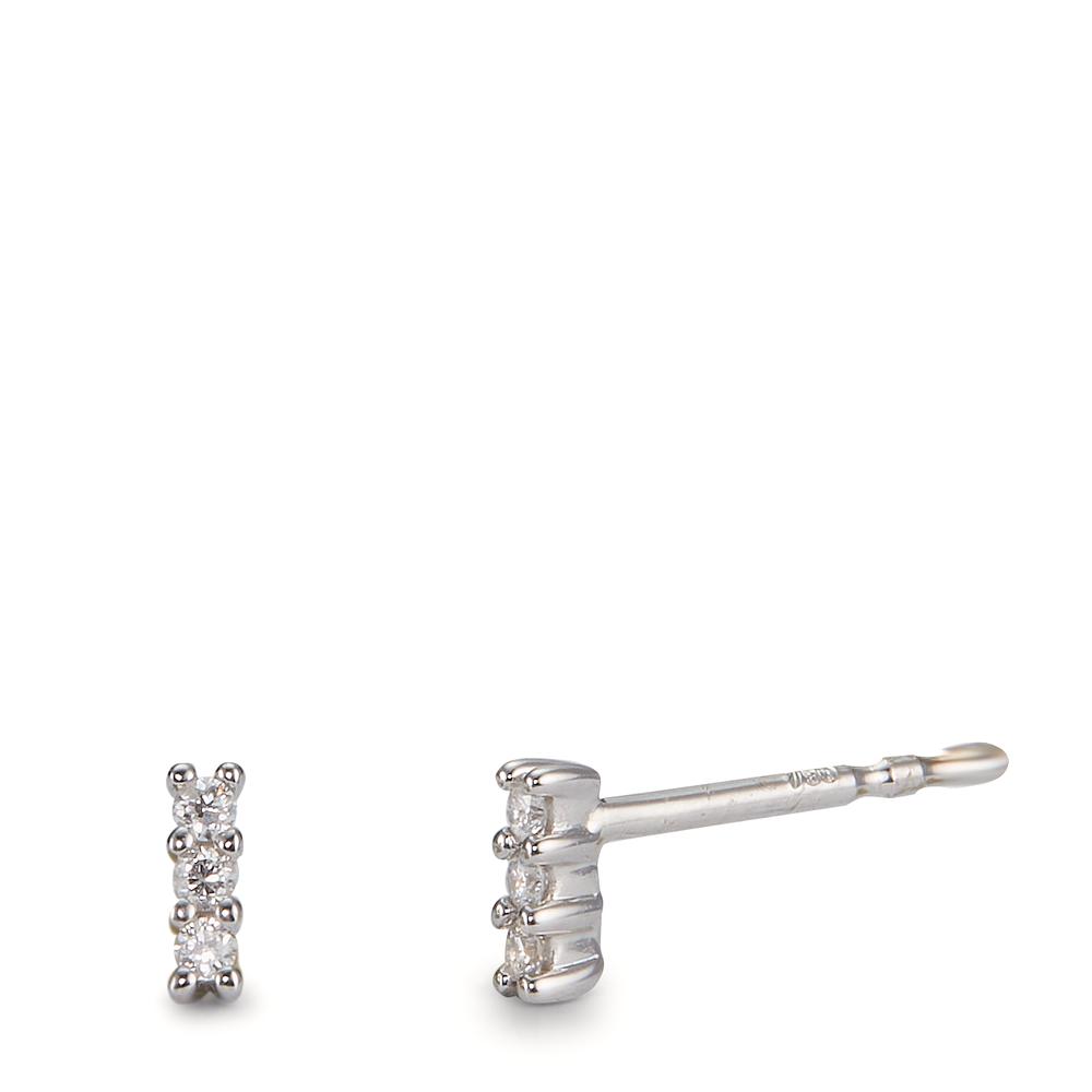 Clous d'oreilles Or blanc 18K Diamant 0.05 ct, 6 Pierres, w-pi1-600738