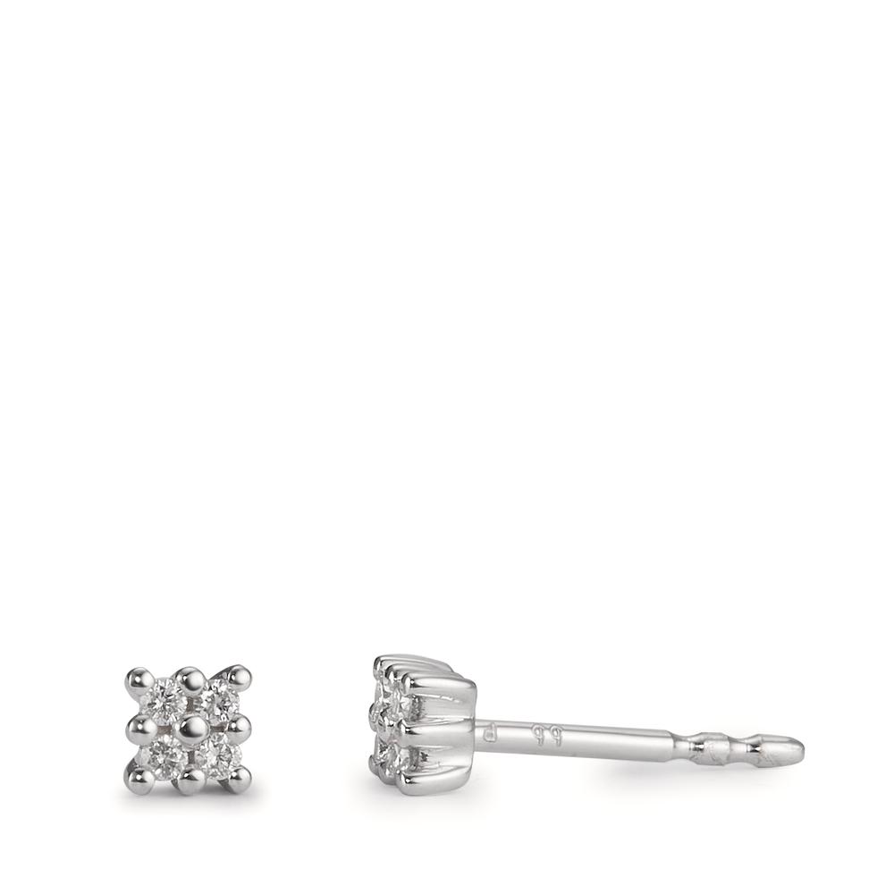 Clous d'oreilles Or blanc 18K Diamant 0.06 ct, 8 Pierres, w-pi1 Ø3.5 mm-600739