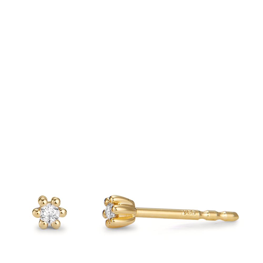 Clous d'oreilles Or jaune 18K Diamant 0.04 ct, 2 Pierres, w-pi1 Ø3 mm-600741
