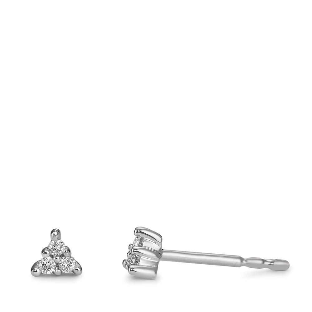 Clous d'oreilles Or blanc 18K Diamant 0.05 ct, 6 Pierres, w-pi1 Ø3.5 mm-600744