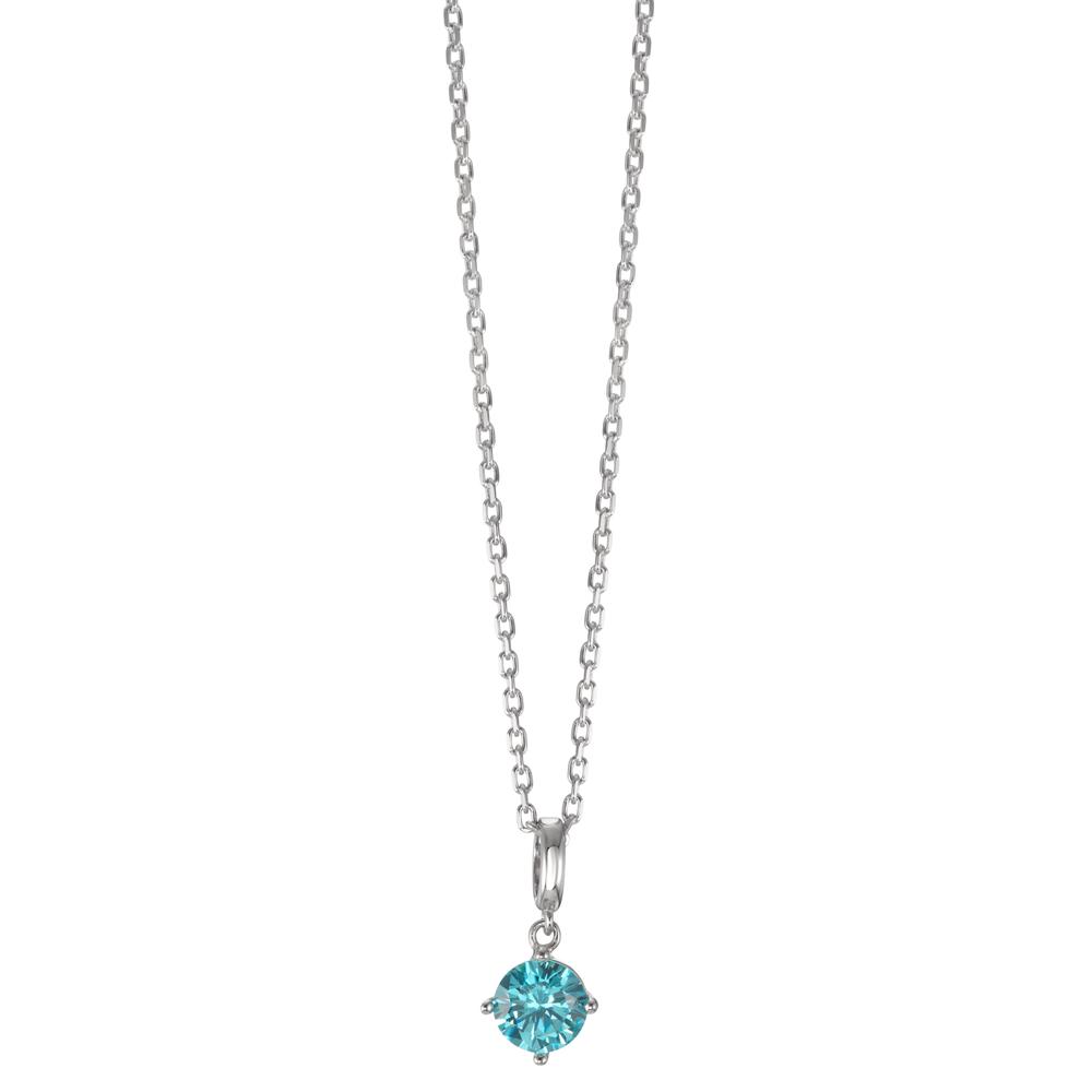 Chaînette avec pendentif Argent Zircone aqua Rhodié 40-42 cm Ø6 mm-600844