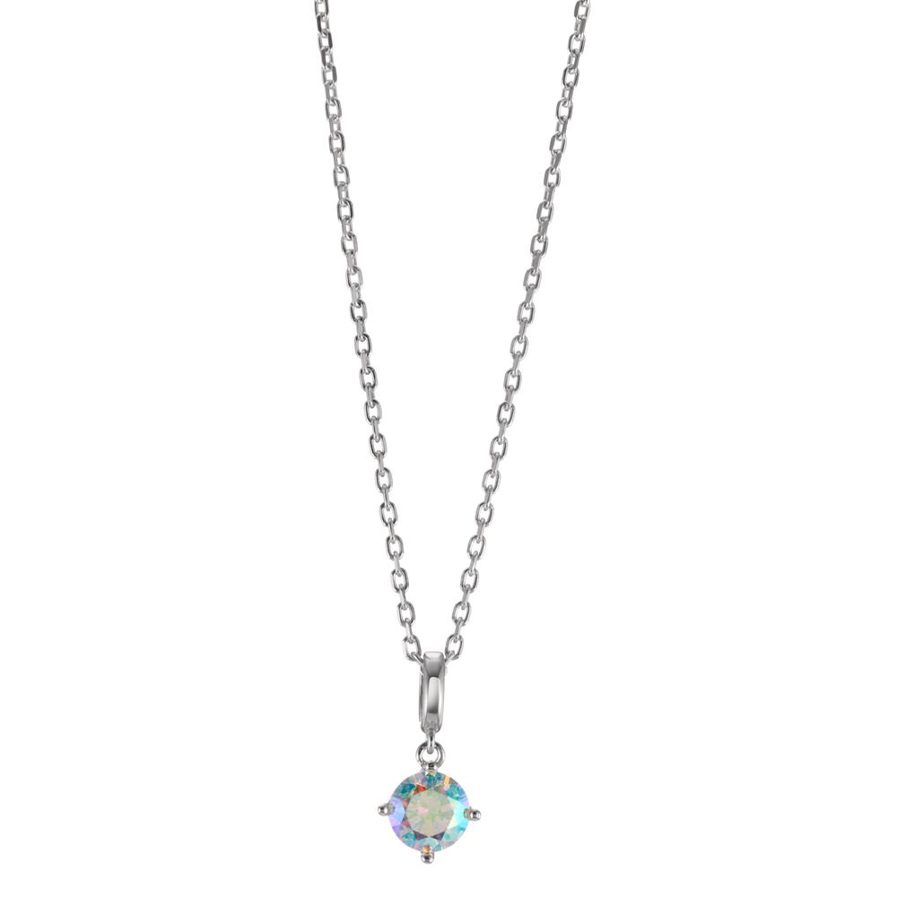 Chaînette avec pendentif Argent Zircone arc-en-ciel Rhodié 40-42 cm Ø6 mm-600845