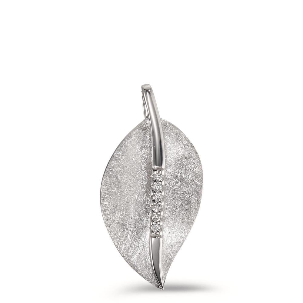 Pendentif Or blanc 18K Diamant 0.03 ct, 6 Pierres, w-si Feuille-600879