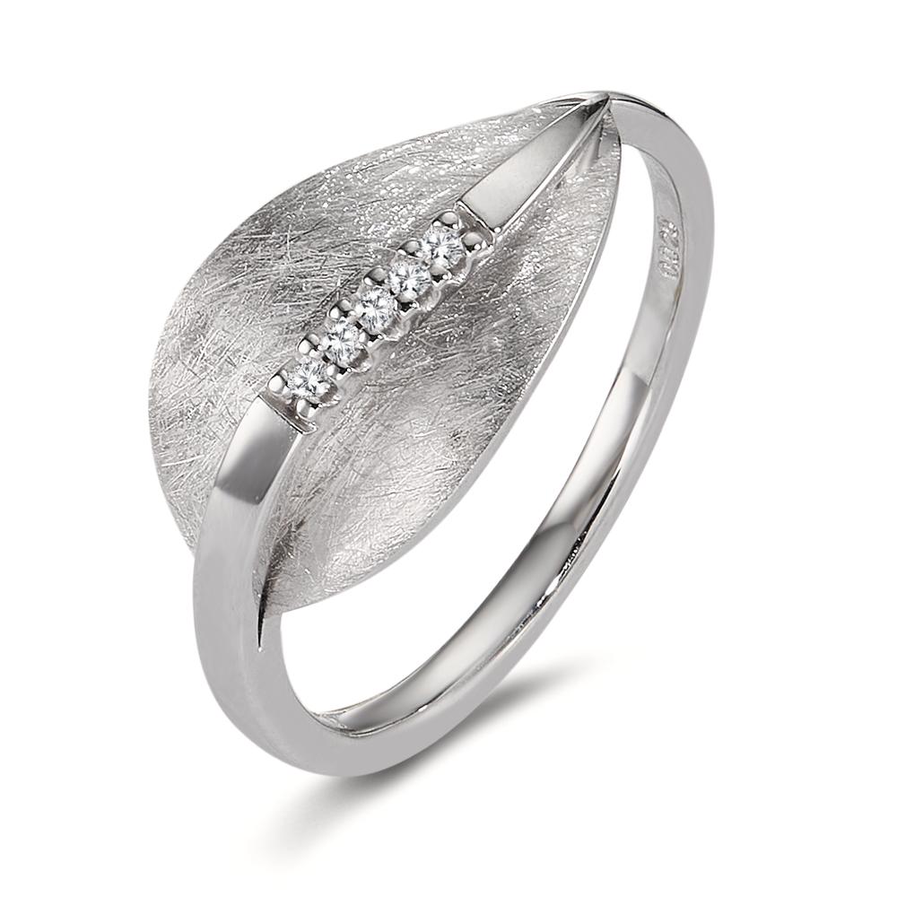 Bague Or blanc 18K Diamant 0.025 ct, 5 Pierres, w-si Feuille-600880