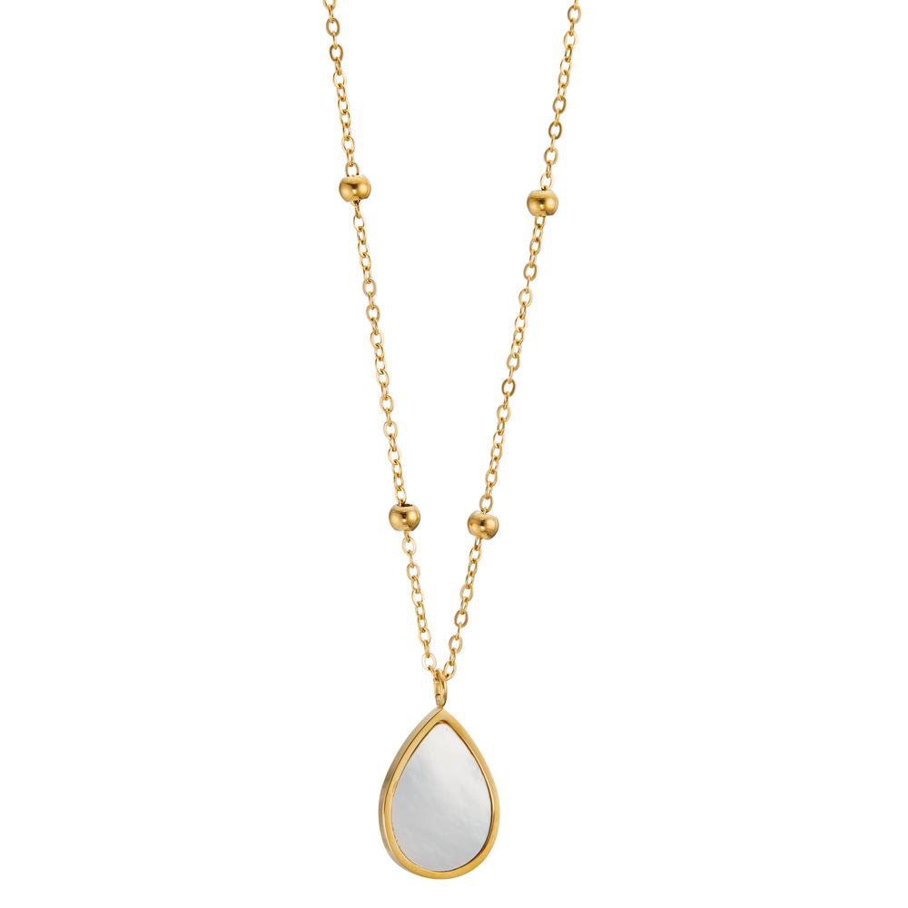 Collier Acier inoxydable jaune PVD nacre blanc 42-47 cm-600888