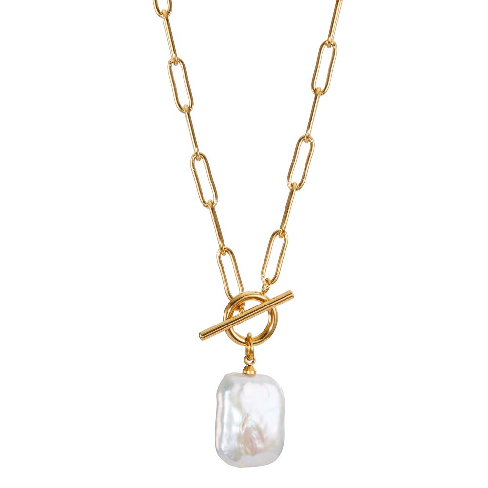 Collier Acier inoxydable jaune PVD perle d'eau douce 45 cm-600890