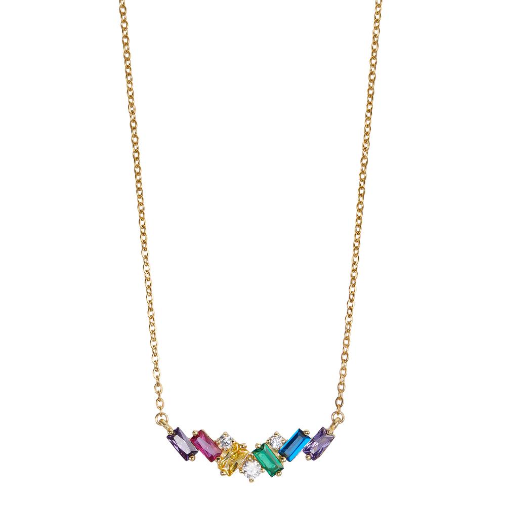 Collier Acier inoxydable Zircone coloré, 9 Pierres jaune PVD 42-47 cm-600908