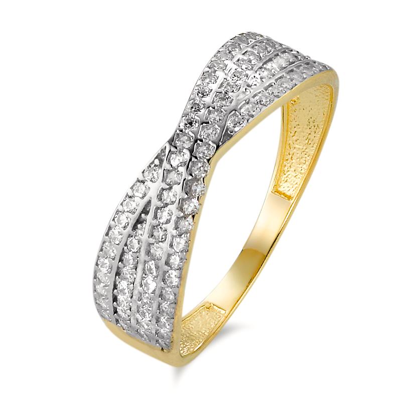 Bague Or jaune 9K Zircone Bicolore-600953