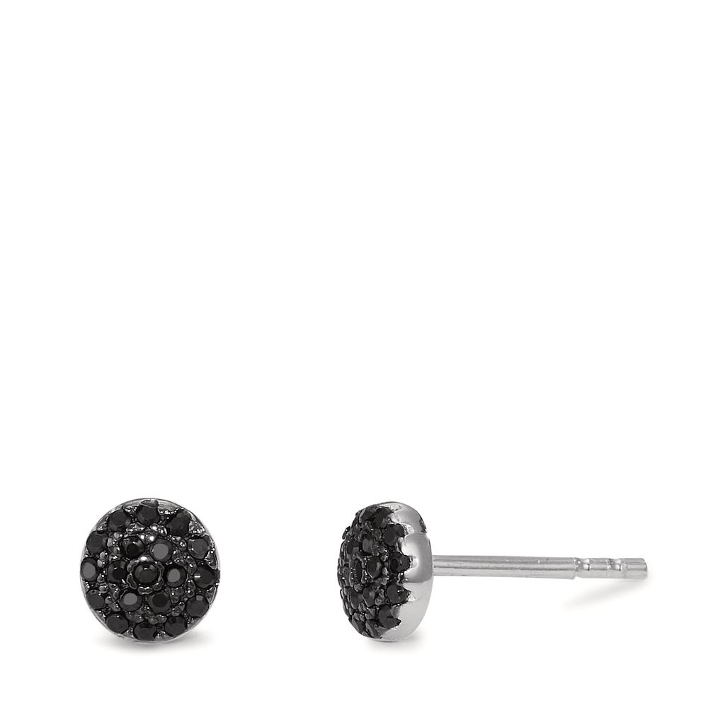 Clous d'oreilles Argent Zircone noir Rhodié Ø6 mm-600975