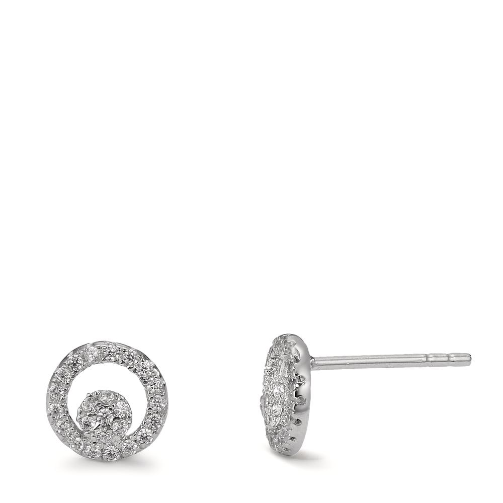 Clous d'oreilles Argent Zircone blanc Rhodié Ø7.5 mm-600977