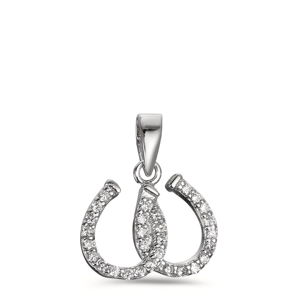 Pendentif Argent Zircone blanc Rhodié Fer à cheval-600987